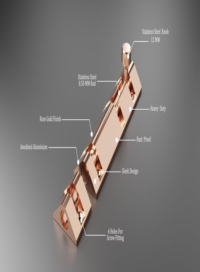 أتلانتيك مزلاج برج مثلثي أطلسي 10 بوصة، مزلاج برج للباب الرئيسي والحمام، مزلاج باب لغرفة النوم، مزلاج برج للمنازل والمكاتب والأبواب والنوافذ، سهل التركيب، لون ذهبي وردي، (عبوة من 6 قطع) - Image 3